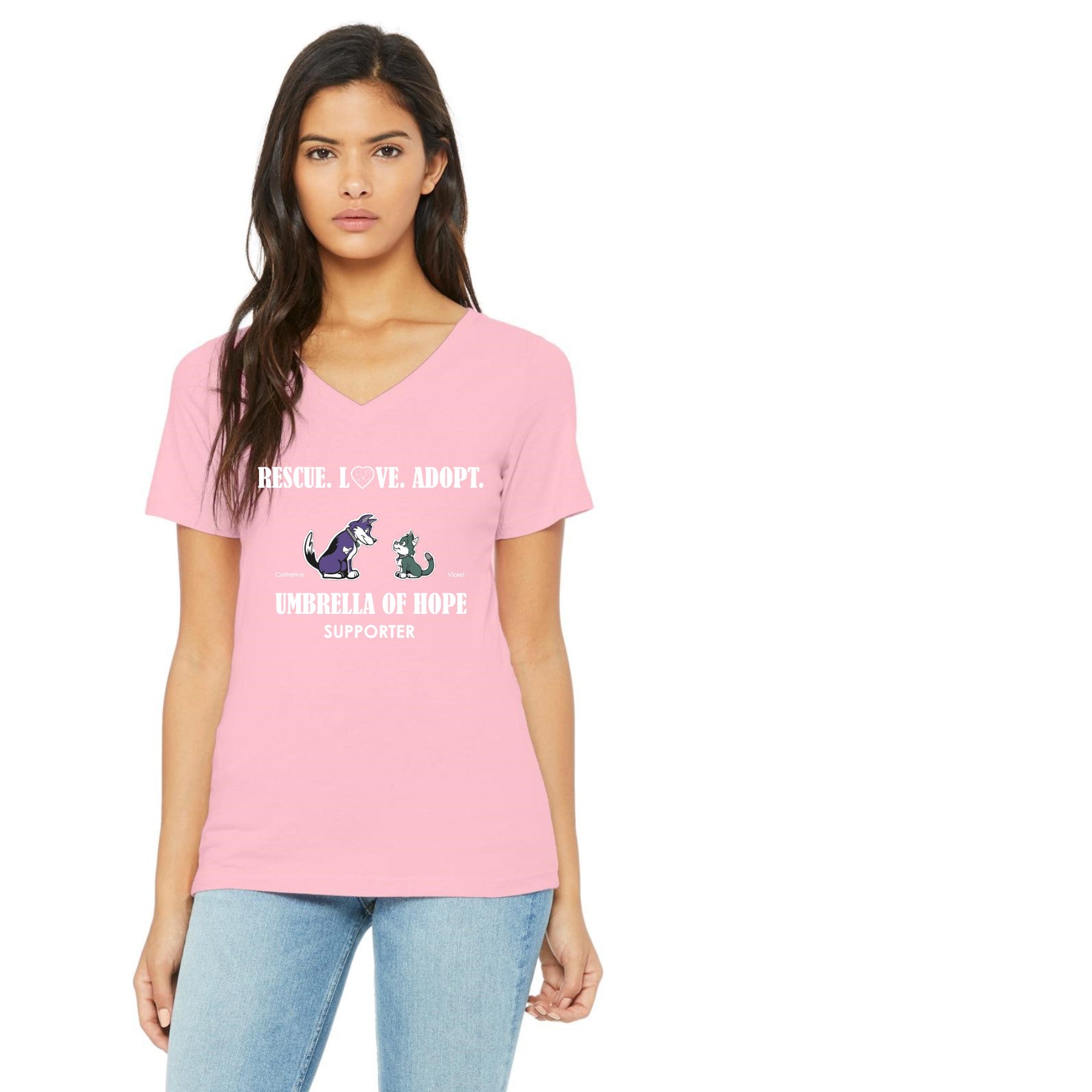 Umbrella of Hope Rescue-Relaxed Fit V-Neck - Ruff Life Rescue Wear