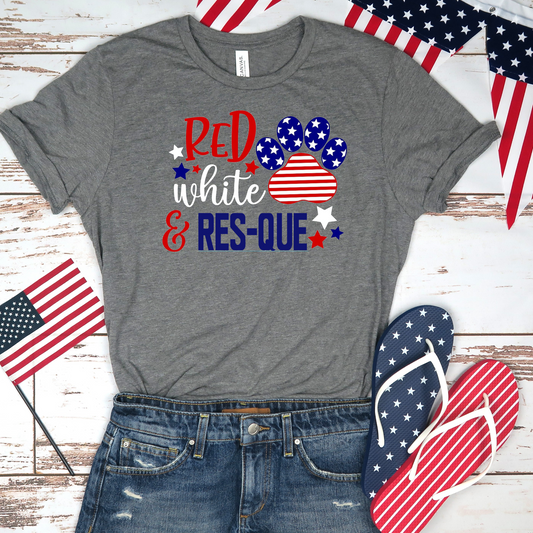 Red White and Res-Que Unisex Tee - Ruff Life Rescue Wear