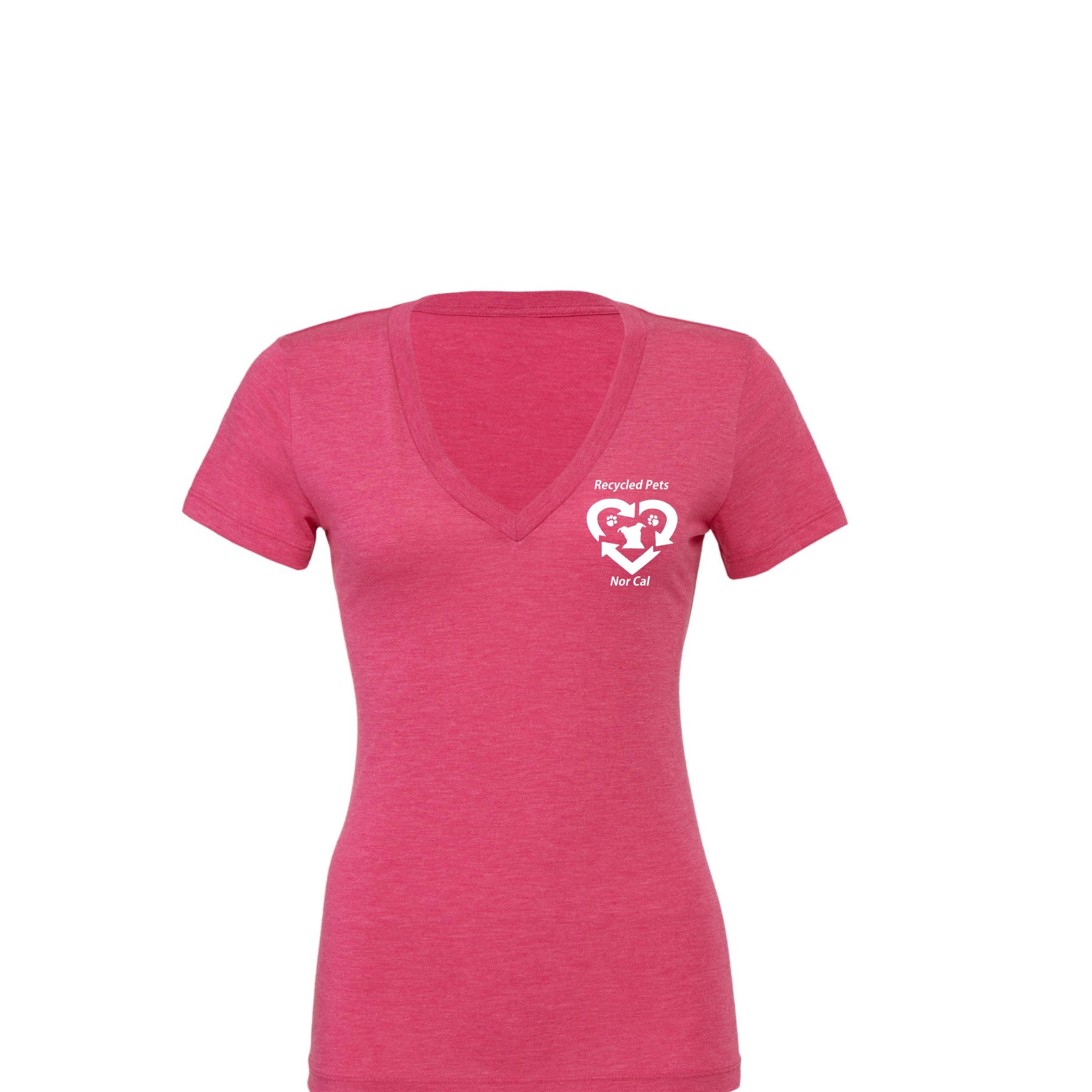 Recycled Pets Women's Tri-Blend Deep V-Neck T-Shirt - Ruff Life Rescue Wear