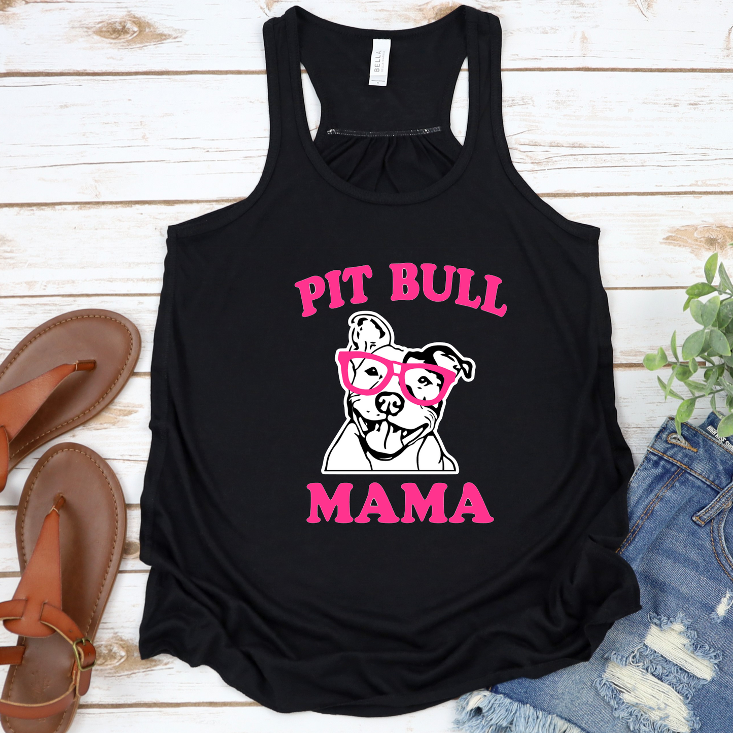 Pit Bull Mama Flowy Racerback Tank - Ruff Life Rescue Wear