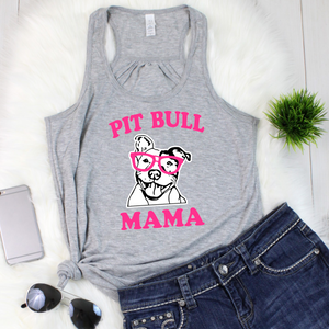 Pit Bull Mama Flowy Racerback Tank - Ruff Life Rescue Wear