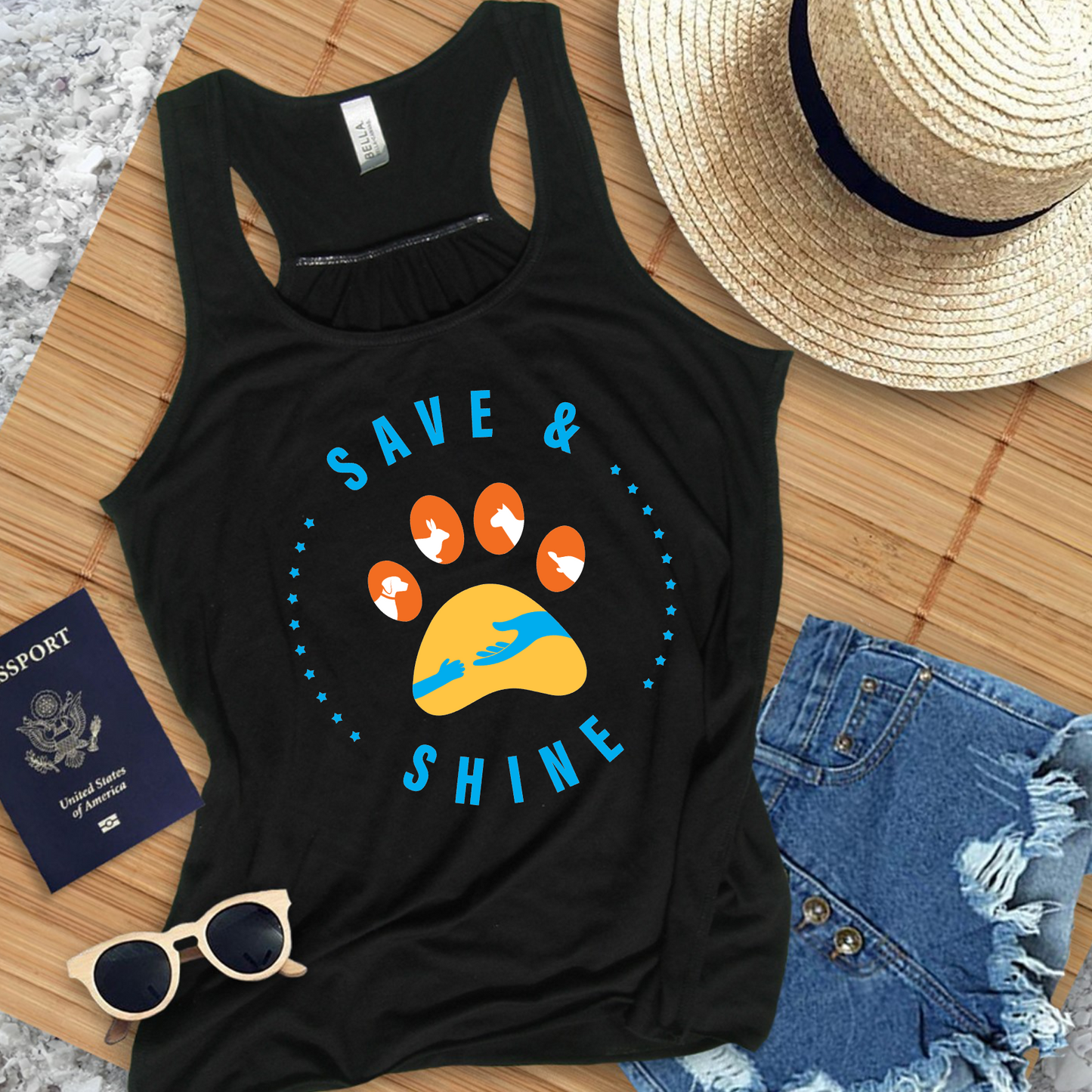 Save and Shine Flowy Racerback Tank - Ruff Life Rescue Wear