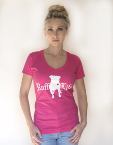 Ladies Pitty Ruff Life V-Neck - Ruff Life Rescue Wear