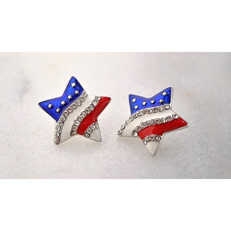 Austrian Crystal Red/White/Blue Stud Earrings - Ruff Life Rescue Wear