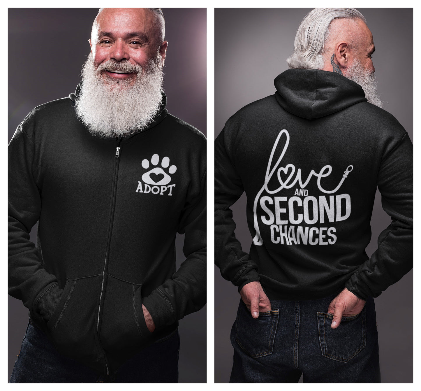 Love & Second  Zip Up Hoodie - Ruff Life Rescue Wear