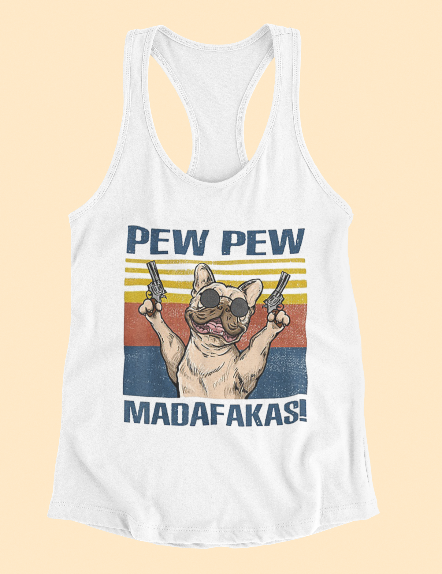 Pew Pew Frenchy Flowy Racerback Tank - Ruff Life Rescue Wear