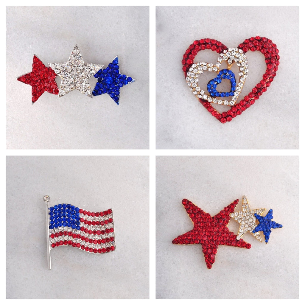 Red White and Blue Brooch Pins - Ruff Life Rescue Wear