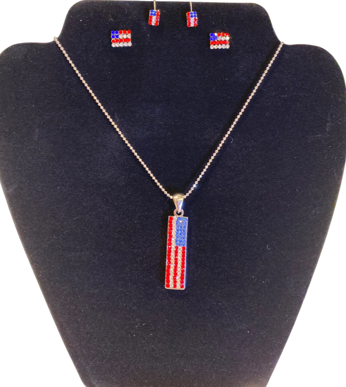 Patriotic Sparkle – American Flag Pendant Necklace - Ruff Life Rescue Wear