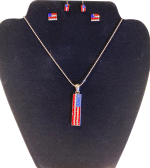 Patriotic Sparkle – American Flag Pendant Necklace