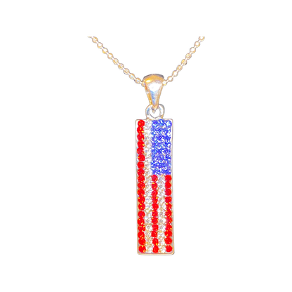 Patriotic Sparkle – American Flag Pendant Necklace - Ruff Life Rescue Wear