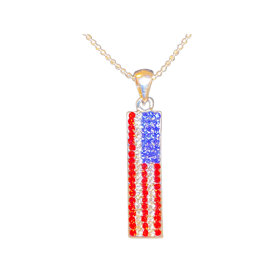 Patriotic Sparkle – American Flag Pendant Necklace - Ruff Life Rescue Wear