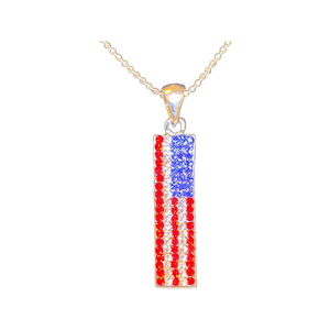 Patriotic Sparkle – American Flag Pendant Necklace