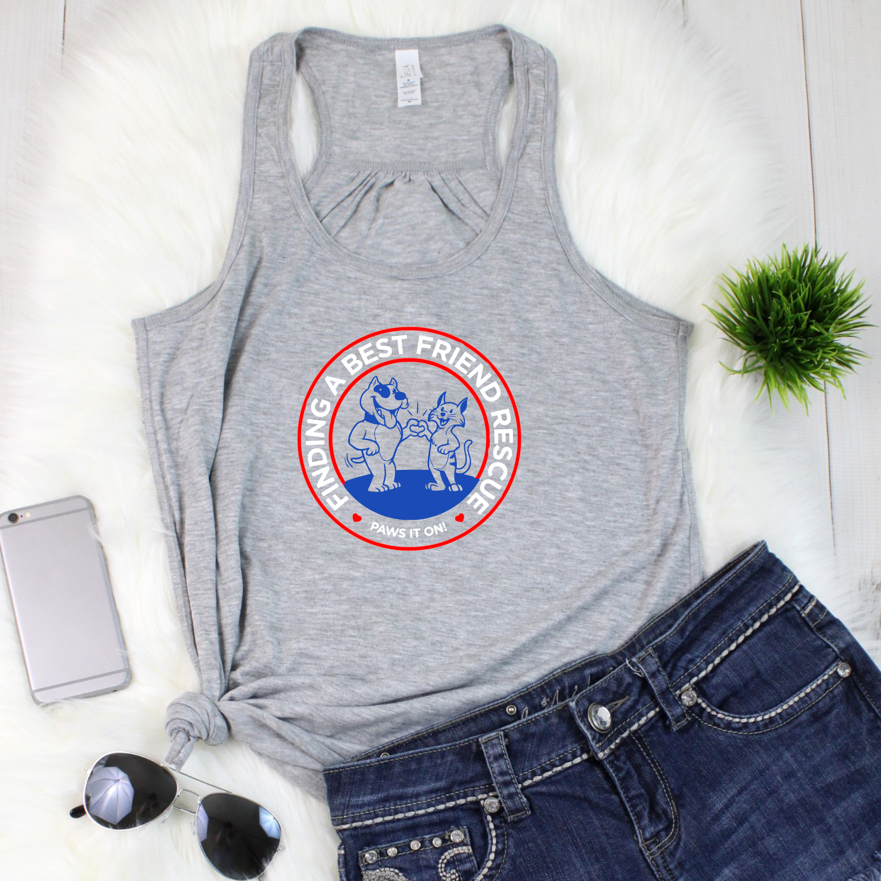 Patriotic Finding a Best Friend Flowy Racerback Tank