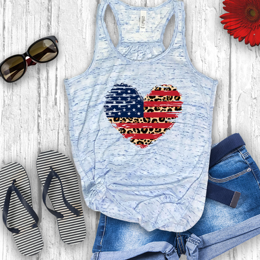 Flag Heart Tank Racerback Tank - Ruff Life Rescue Wear