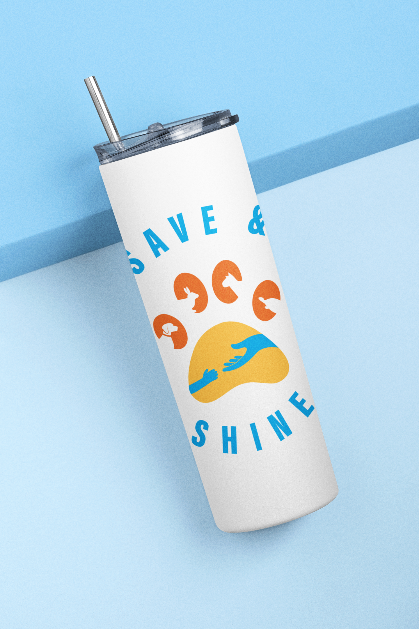 Save & Shine 20 oz Skinny Tumbler and Straw - Ruff Life Rescue Wear