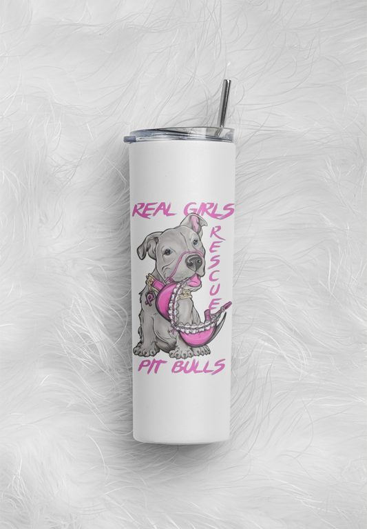 Breast Cancer Awareness Skinny Tumbler and Straw - Ruff Life Rescue Wear