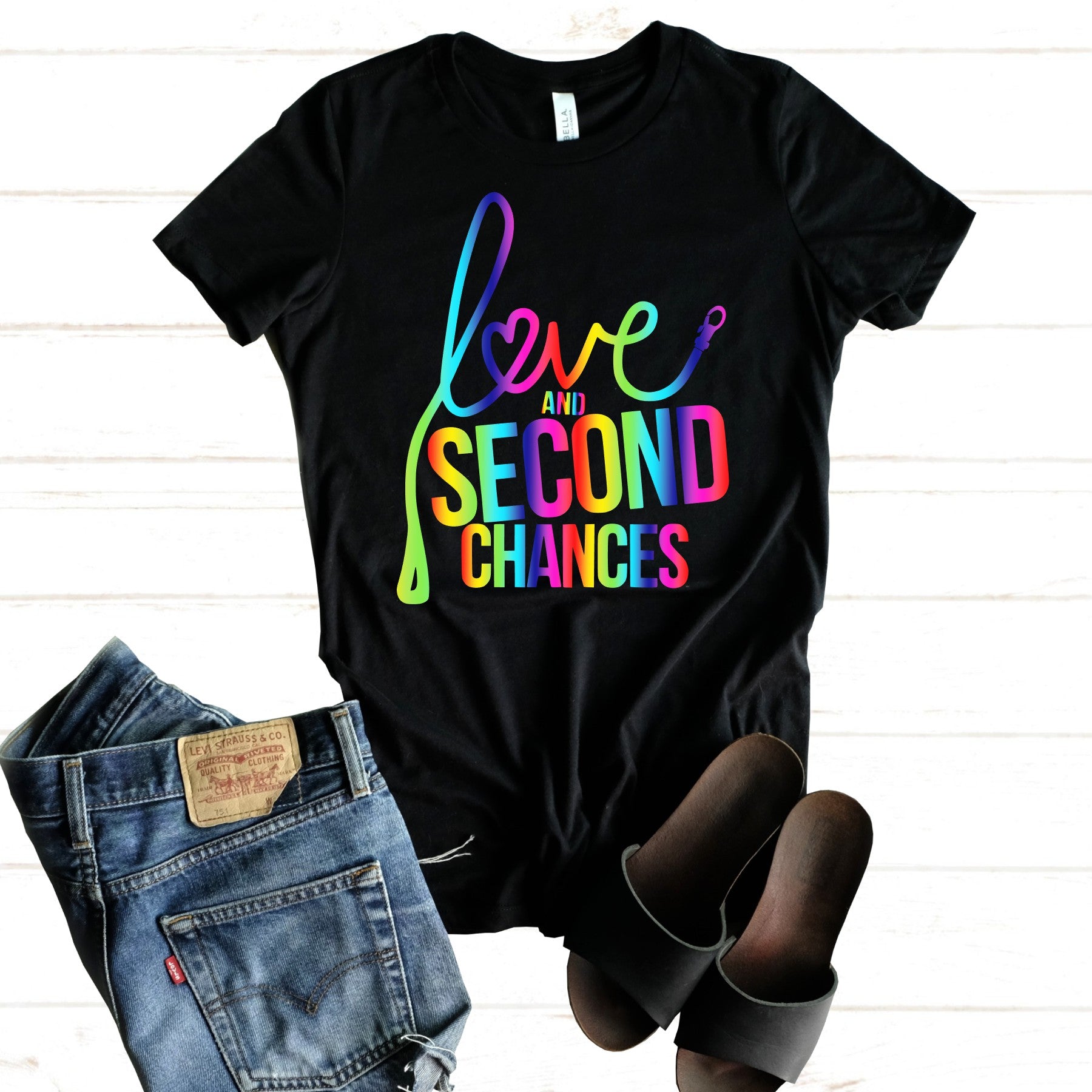 Love and Second Chances Pride Ladies Slim Fit Tee - Ruff Life Rescue Wear