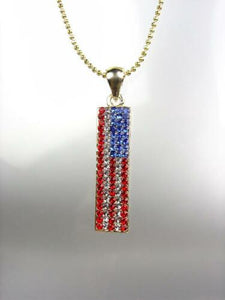 Patriotic Sparkle – American Flag Pendant Necklace