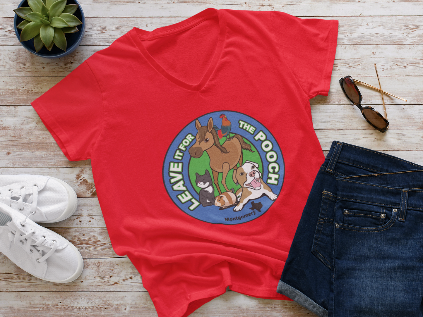 New Logo Leave It For The Pooch V-Neck - Ruff Life Rescue Wear