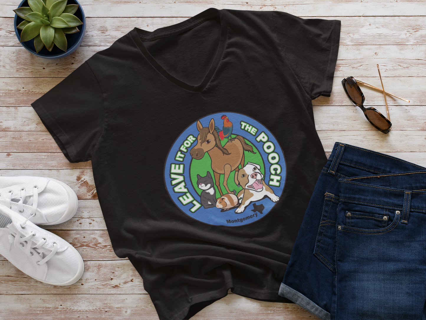 New Logo Leave It For The Pooch V-Neck - Ruff Life Rescue Wear