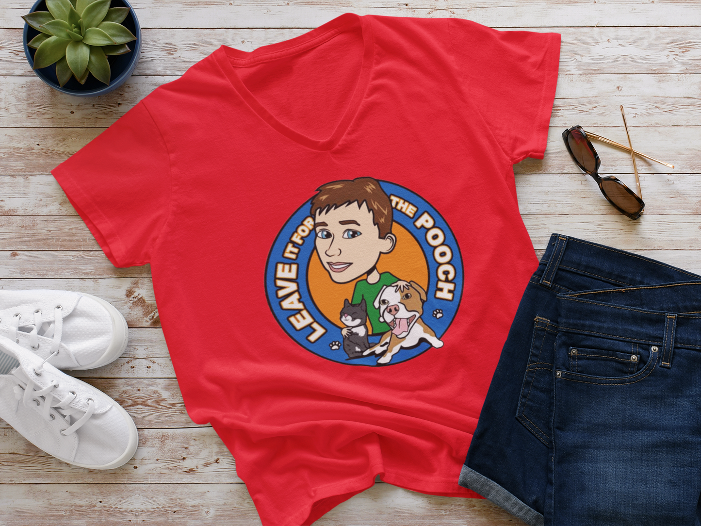 Leave It For The Pooch V-Neck - Ruff Life Rescue Wear