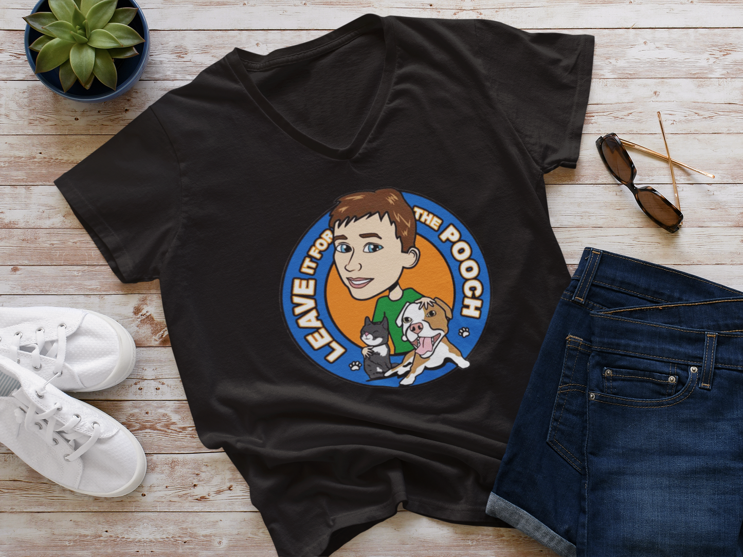 Leave It For The Pooch V-Neck - Ruff Life Rescue Wear
