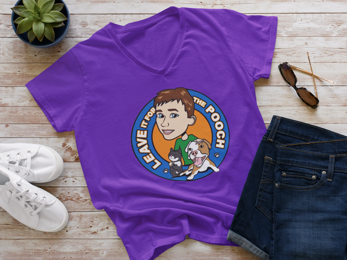 Leave It For The Pooch V-Neck - Ruff Life Rescue Wear